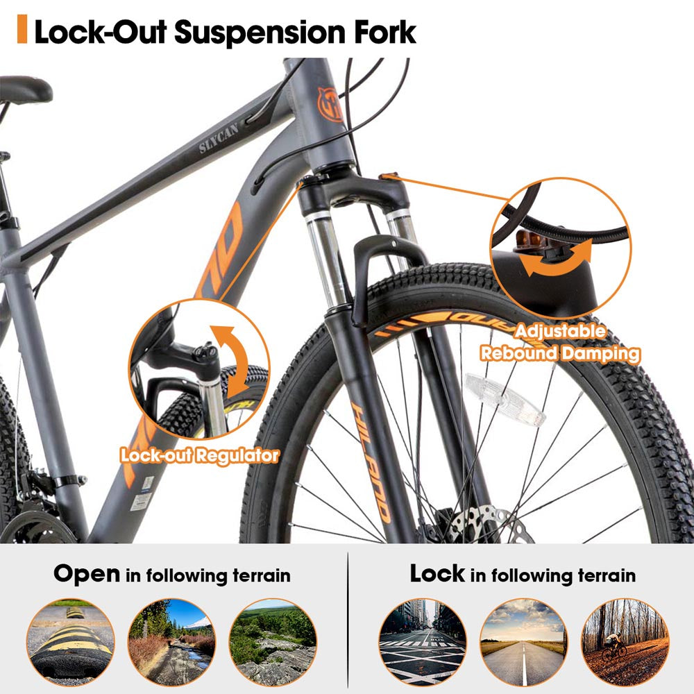 HILAND Slycan 27.5 inch Mountain Bike 21 Speeds Aluminum Frame Hydraulic Disc-Brake