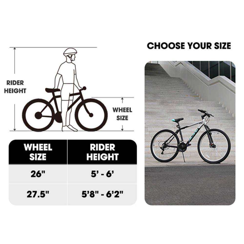 HILAND H200 | 26 27.5 inch Mountain Bike 18 Speeds , Suspension Fork, Aluminum Frame Disc-Brake for Men Women