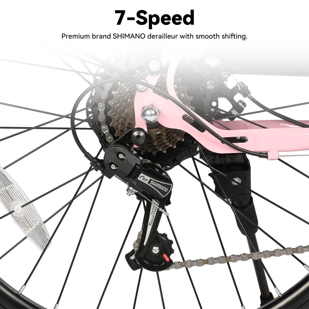 HILAND Starry 26 Inch 500 W Electric City Bike with 36 V 7.8 Ah/10.4 Ah Battery with 7 Speed Electric Bicycle
