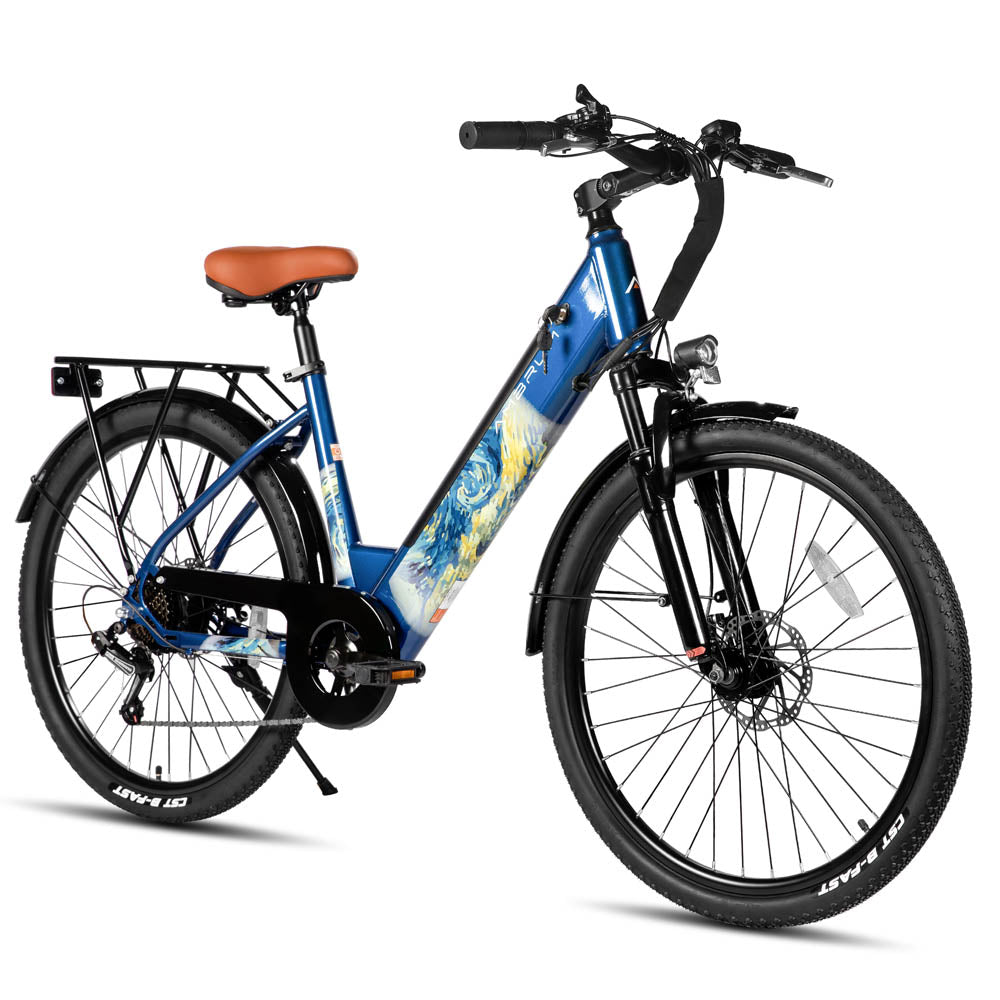 HILAND Starry 26 Inch 500 W Electric City Bike with 36 V 7.8 Ah/10.4 Ah Battery with 7 Speed Electric Bicycle