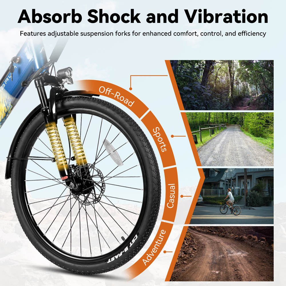 HILAND Starry 26 Inch 500 W Electric City Bike with 36 V 7.8 Ah/10.4 Ah Battery with 7 Speed Electric Bicycle