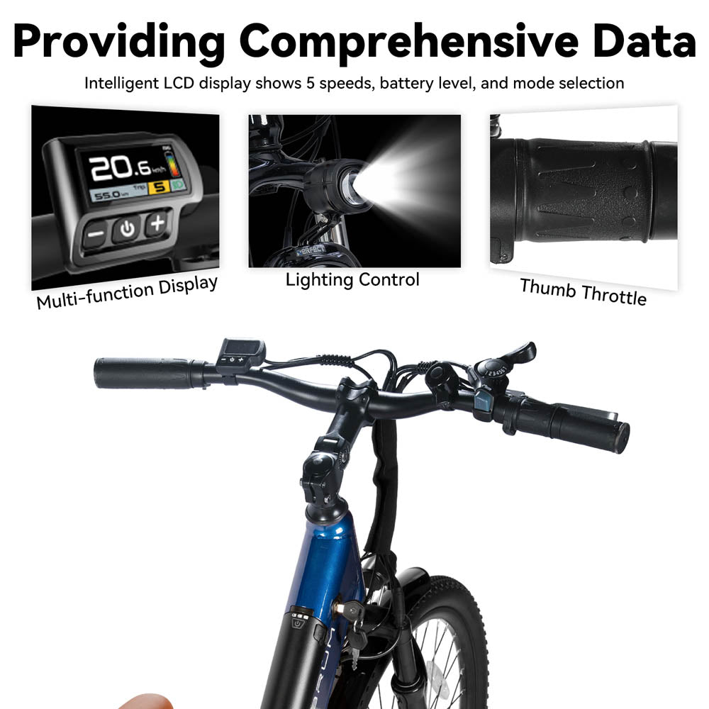 HILAND Starry 26 Inch 500 W Electric City Bike with 36 V 7.8 Ah/10.4 Ah Battery with 7 Speed Electric Bicycle