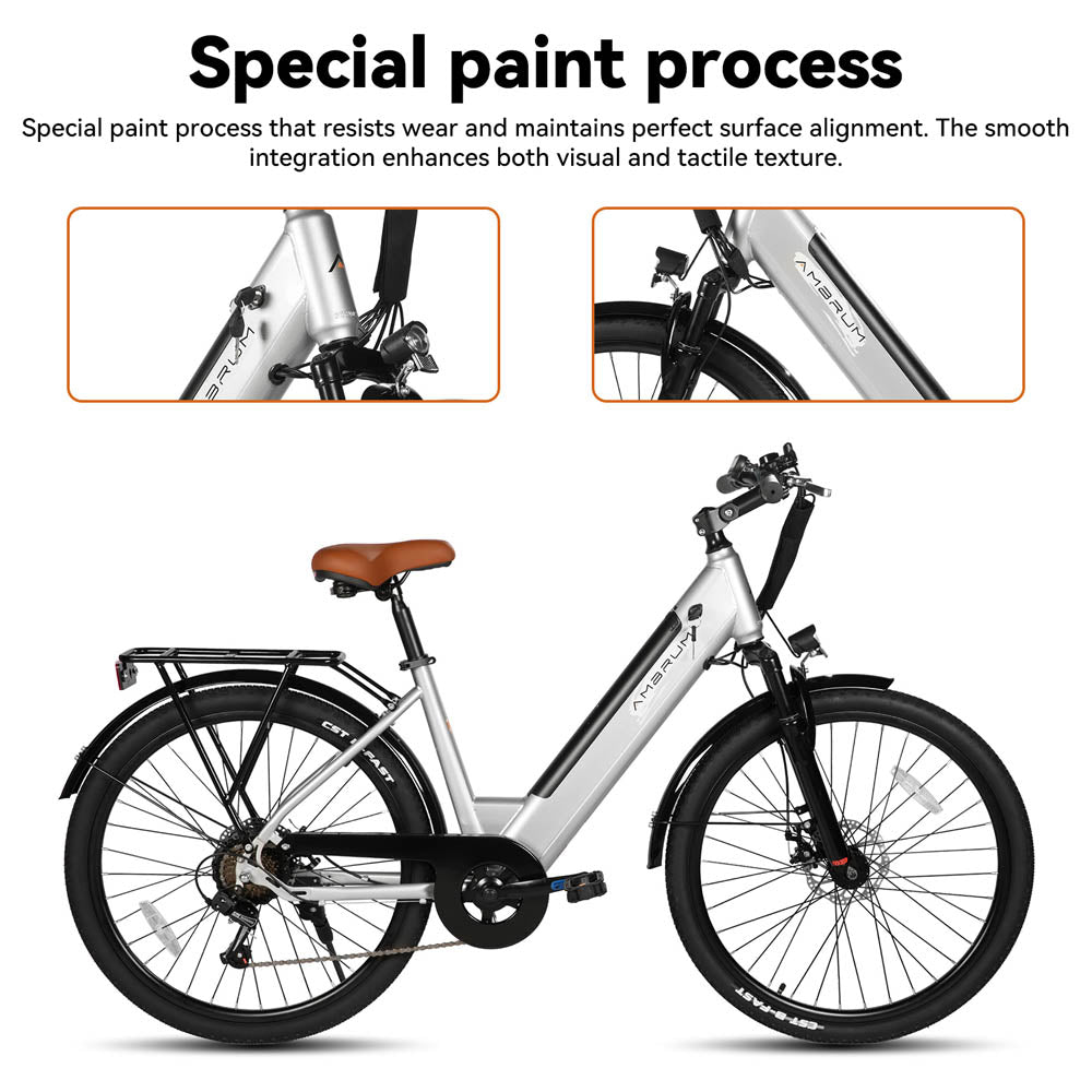HILAND Starry 26 Inch 500 W Electric City Bike with 36 V 7.8 Ah/10.4 Ah Battery with 7 Speed Electric Bicycle