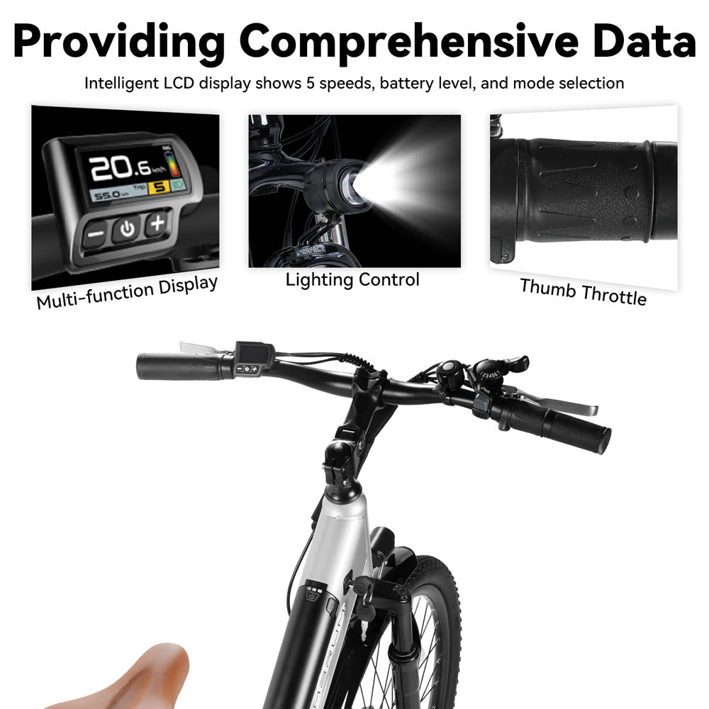 HILAND Starry 26 Inch 500 W Electric City Bike with 36 V 7.8 Ah/10.4 Ah Battery with 7 Speed Electric Bicycle