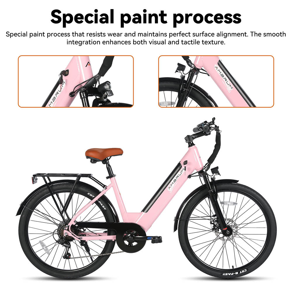HILAND Starry 26 Inch 500 W Electric City Bike with 36 V 7.8 Ah/10.4 Ah Battery with 7 Speed Electric Bicycle