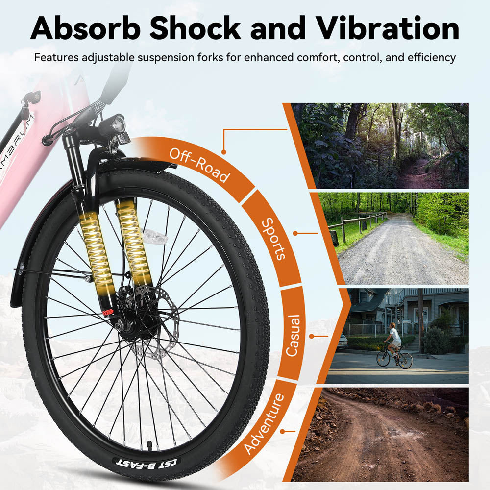 HILAND Starry 26 Inch 500 W Electric City Bike with 36 V 7.8 Ah/10.4 Ah Battery with 7 Speed Electric Bicycle