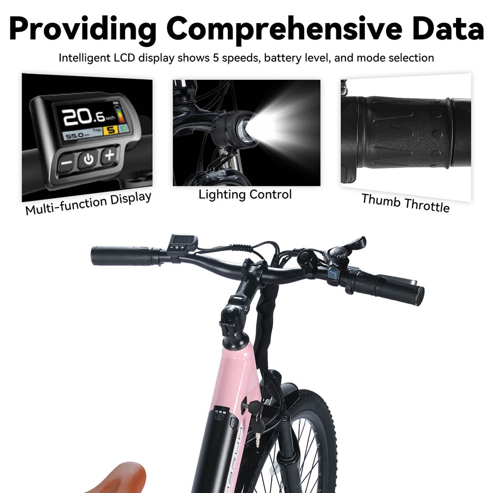 HILAND Starry 26 Inch 500 W Electric City Bike with 36 V 7.8 Ah/10.4 Ah Battery with 7 Speed Electric Bicycle