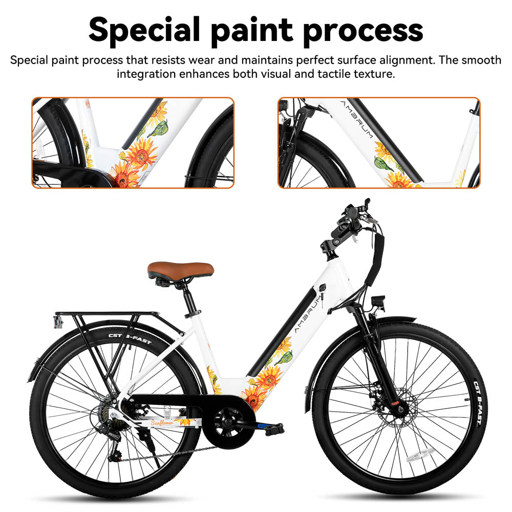 HILAND Starry 26 Inch 500 W Electric City Bike with 36 V 7.8 Ah/10.4 Ah Battery with 7 Speed Electric Bicycle