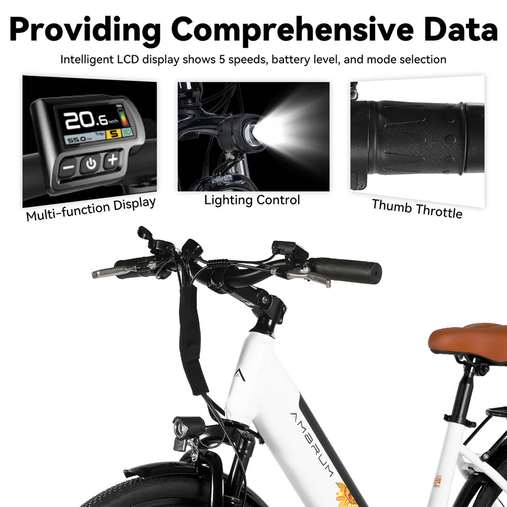 HILAND Starry 26 Inch 500 W Electric City Bike with 36 V 7.8 Ah/10.4 Ah Battery with 7 Speed Electric Bicycle