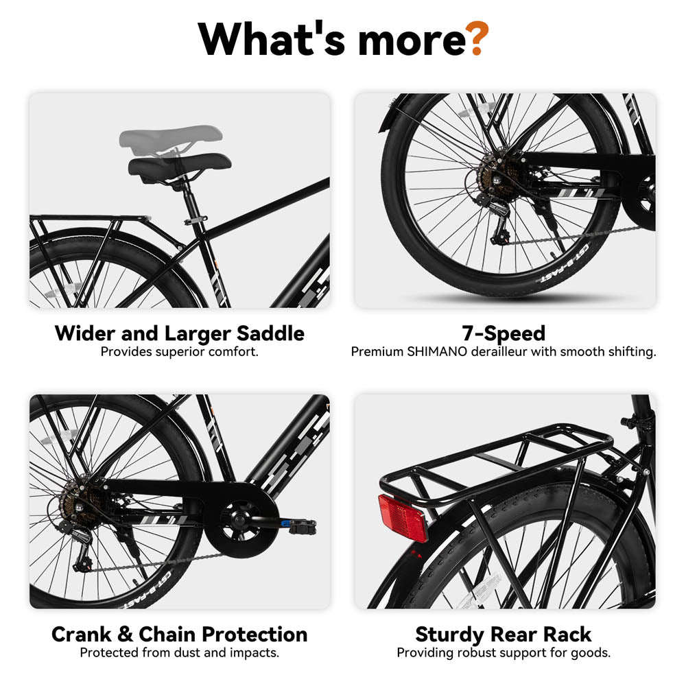 HILAND Rhythm 26" Electric Bike City Commuter E-Bike with 500W Motor 36V 10.4AH Battery