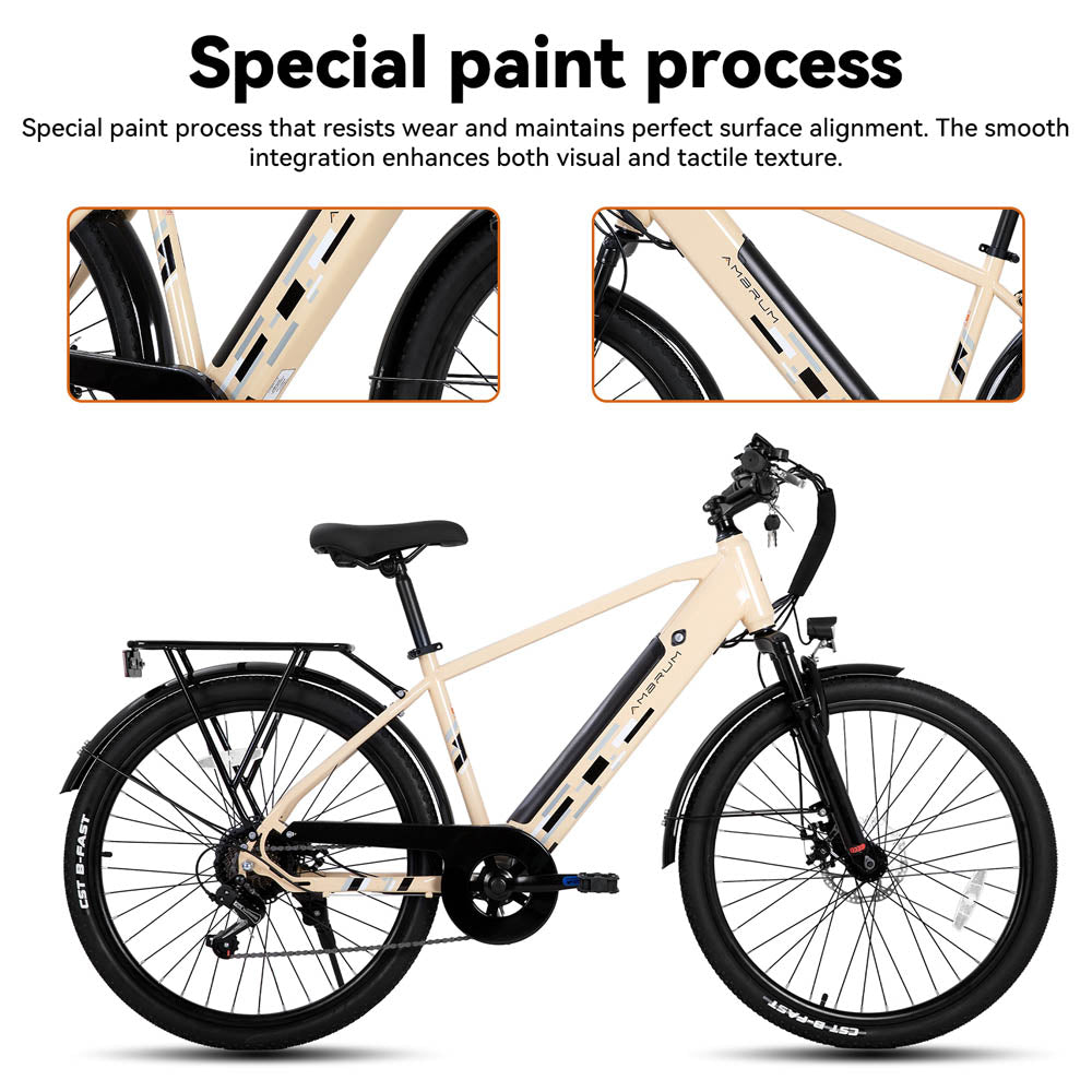 HILAND Rhythm 26" Electric Bike City Commuter E-Bike with 500W Motor 36V 10.4AH Battery