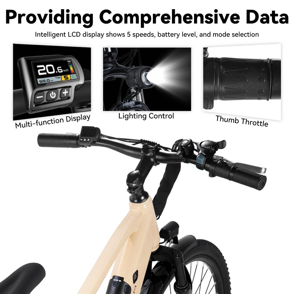 HILAND Rhythm 26" Electric Bike City Commuter E-Bike with 500W Motor 36V 10.4AH Battery