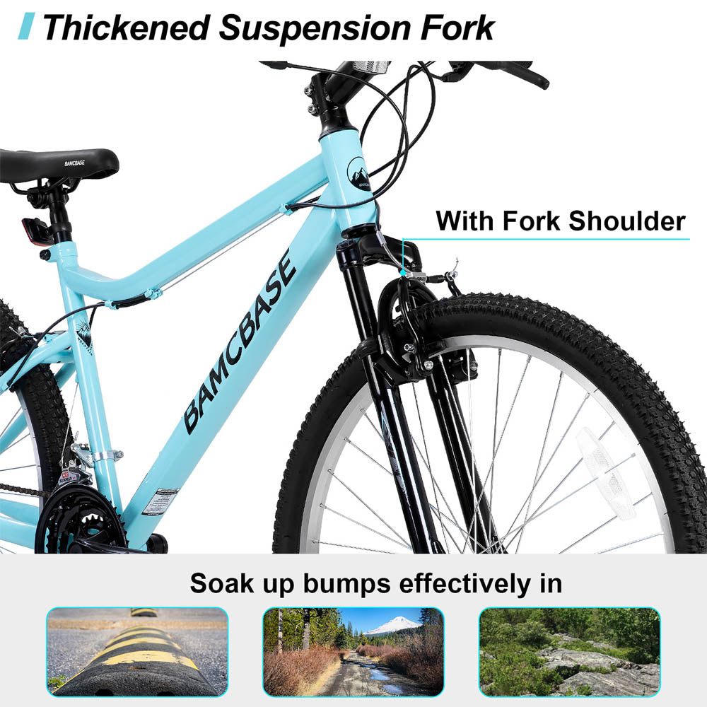 HILAND Lilac Womens Mountain Bike 24 26 Inch 18 Speeds Hybrid Commuter Bicycle
