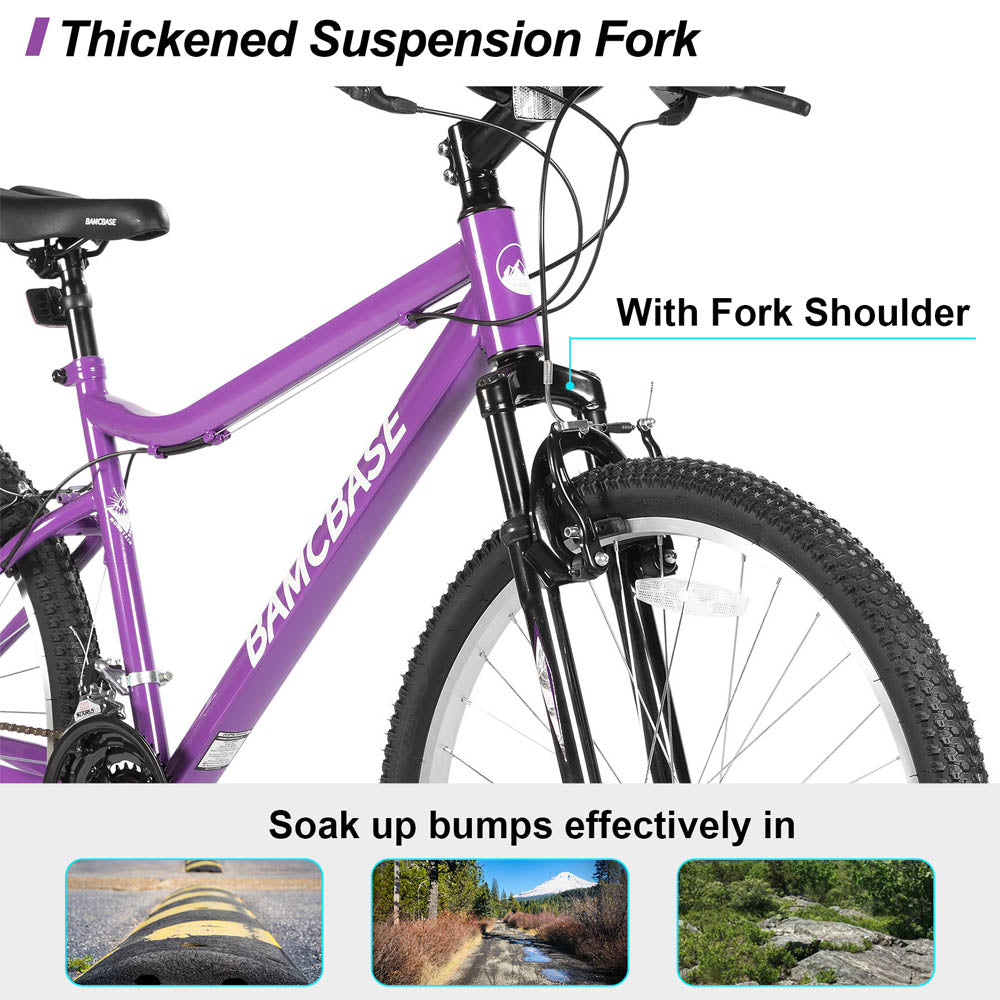 HILAND Lilac Womens Mountain Bike 24 26 Inch 18 Speeds Hybrid Commuter Bicycle