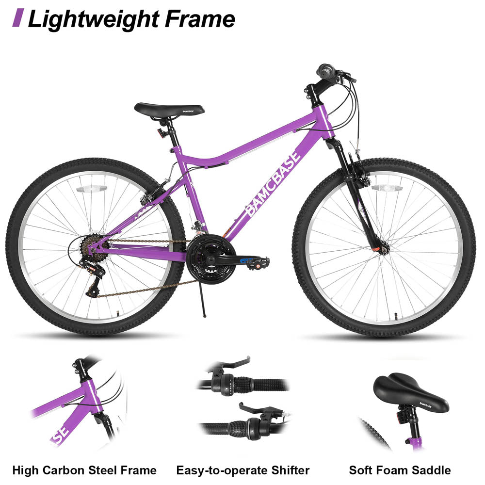 HILAND Lilac Womens Mountain Bike 24 26 Inch 18 Speeds Hybrid Commuter Bicycle