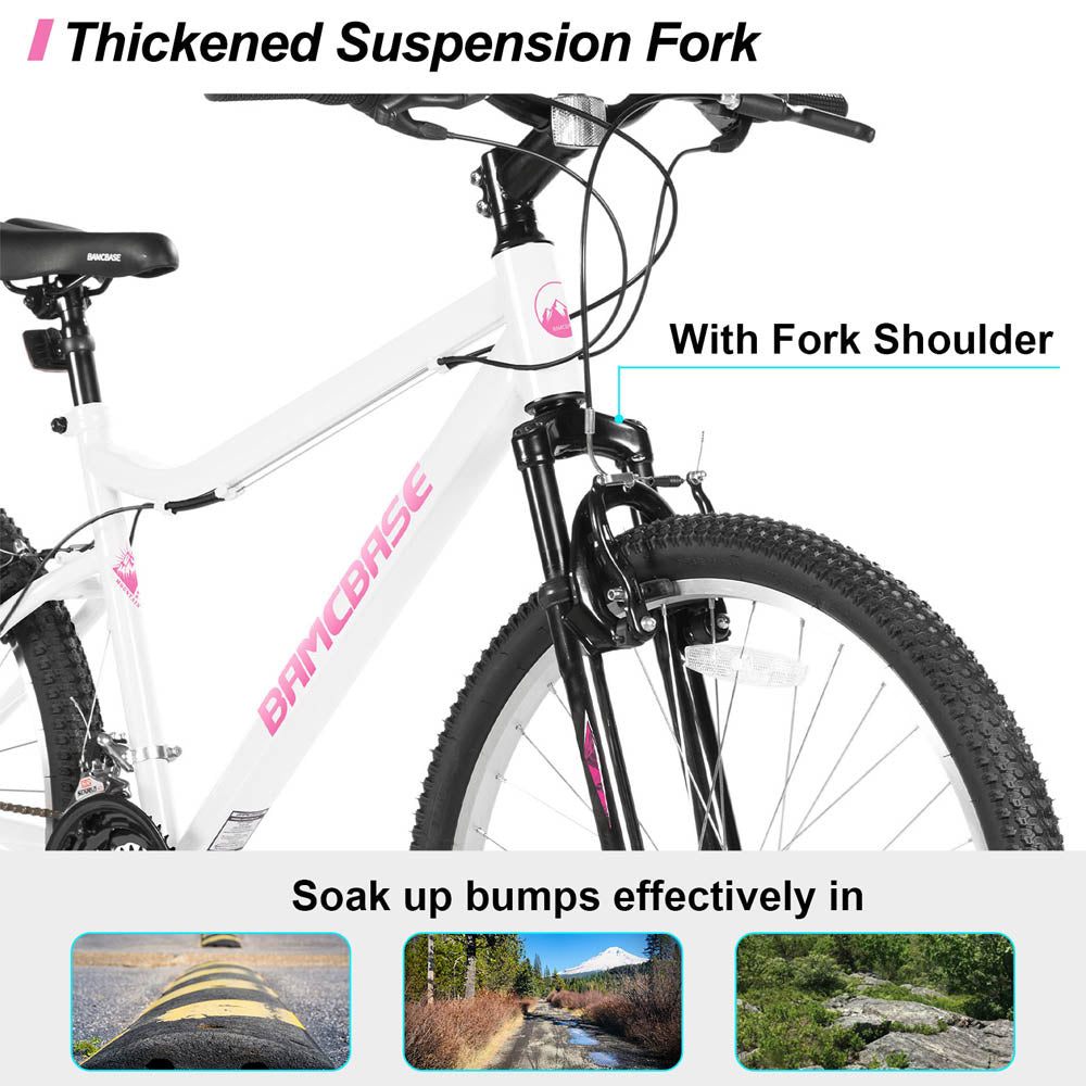 HILAND Lilac Womens Mountain Bike 24 26 Inch 18 Speeds Hybrid Commuter Bicycle