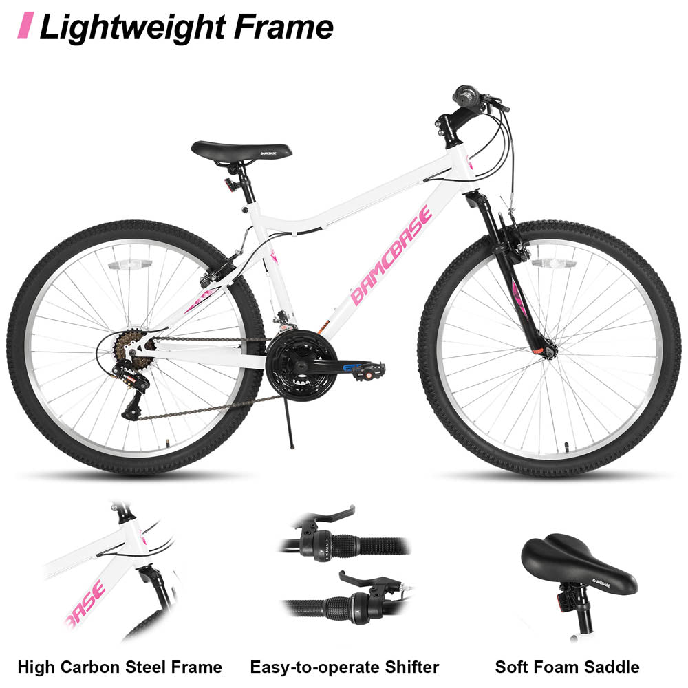 HILAND Lilac Womens Mountain Bike 24 26 Inch 18 Speeds Hybrid Commuter Bicycle