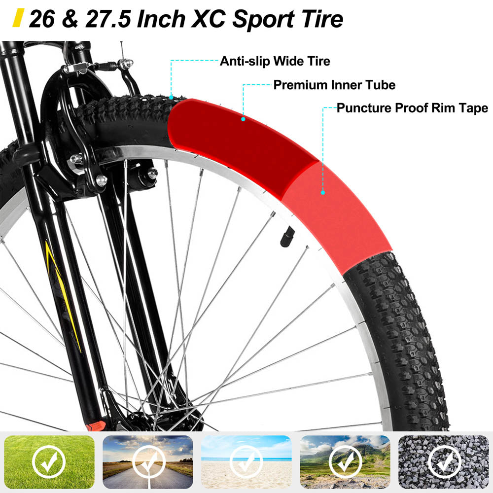 HILAND Agave 26 27.5 Inch Mountain Bike Mens Womens MTB with 18 Speeds