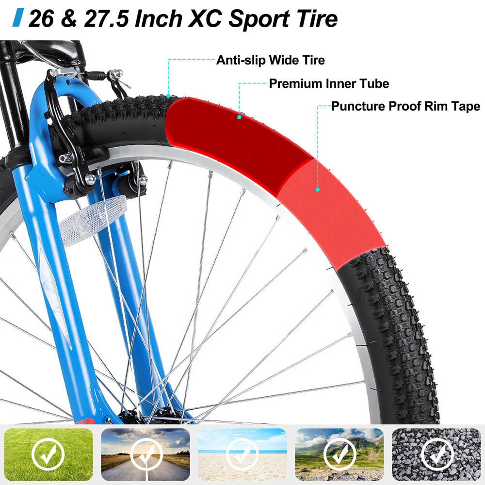HILAND Agave 26 27.5 Inch Mountain Bike Mens Womens MTB with 18 Speeds