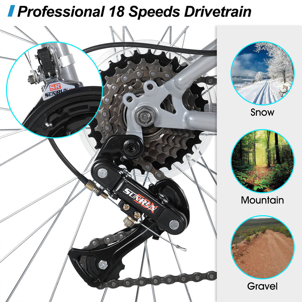 HILAND Agave 26 27.5 Inch Mountain Bike Mens Womens MTB with 18 Speeds