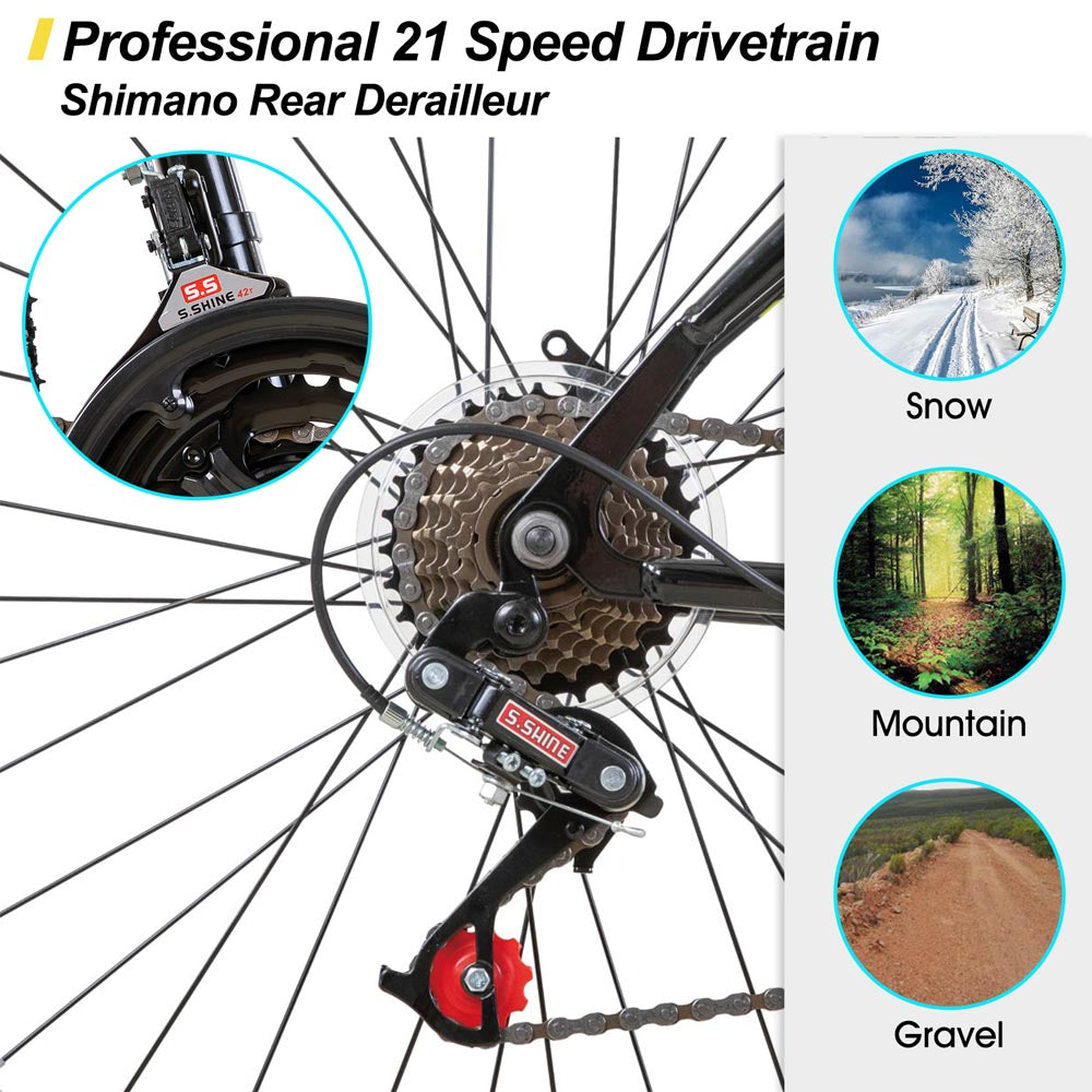 HILAND Sprague 24 26 inch Mountain Bike for Men Women 21 Speeds Sport Cycling