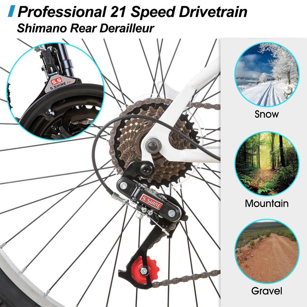 HILAND Sprague 24 26 inch Mountain Bike for Men Women 21 Speeds Sport Cycling