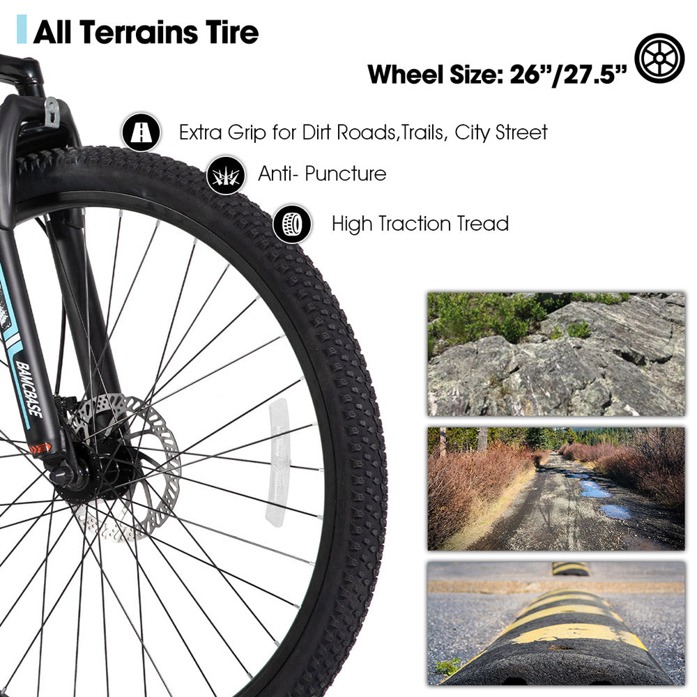HILAND Sedona 26 27.5 Inch Mountain Bike Mens and Womens Aluminum Frame MTB with 21 Speeds Dis Brake for Adults