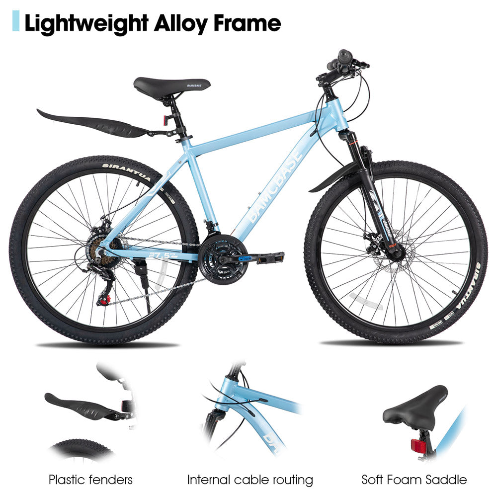 HILAND Sedona 26 27.5 Inch Mountain Bike Mens and Womens Aluminum Frame MTB with 21 Speeds Dis Brake for Adults