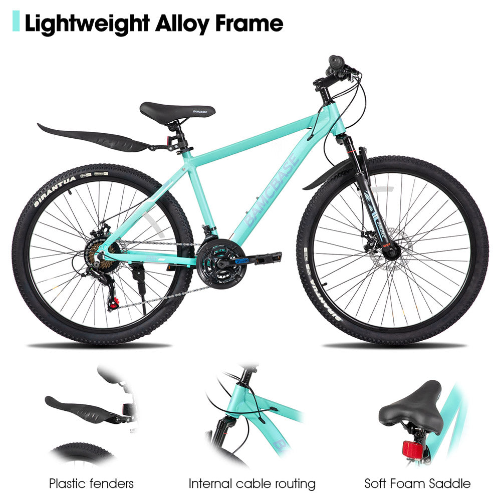 HILAND Sedona 26 27.5 Inch Mountain Bike Mens and Womens Aluminum Frame MTB with 21 Speeds Dis Brake for Adults