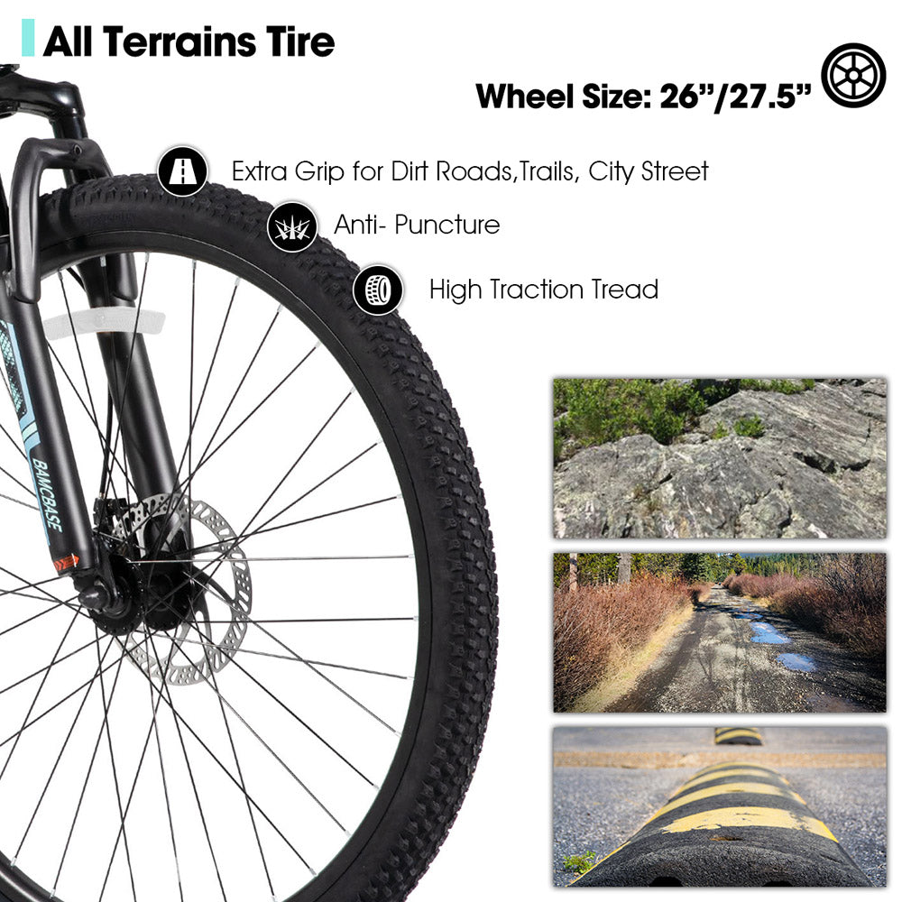 HILAND Sedona 26 27.5 Inch Mountain Bike Mens and Womens Aluminum Frame MTB with 21 Speeds Dis Brake for Adults