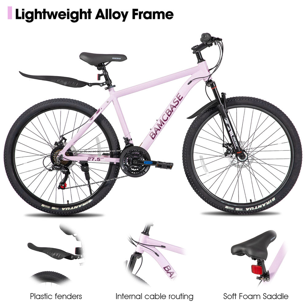 HILAND Sedona 26 27.5 Inch Mountain Bike Mens and Womens Aluminum Frame MTB with 21 Speeds Dis Brake for Adults