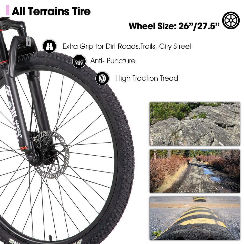 HILAND Sedona 26 27.5 Inch Mountain Bike Mens and Womens Aluminum Frame MTB with 21 Speeds Dis Brake for Adults