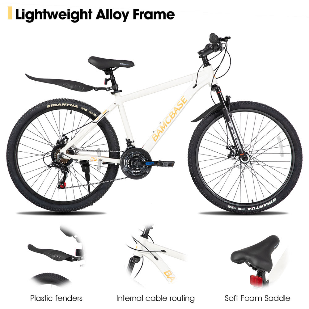 HILAND Sedona 26 27.5 Inch Mountain Bike Mens and Womens Aluminum Frame MTB with 21 Speeds Dis Brake for Adults