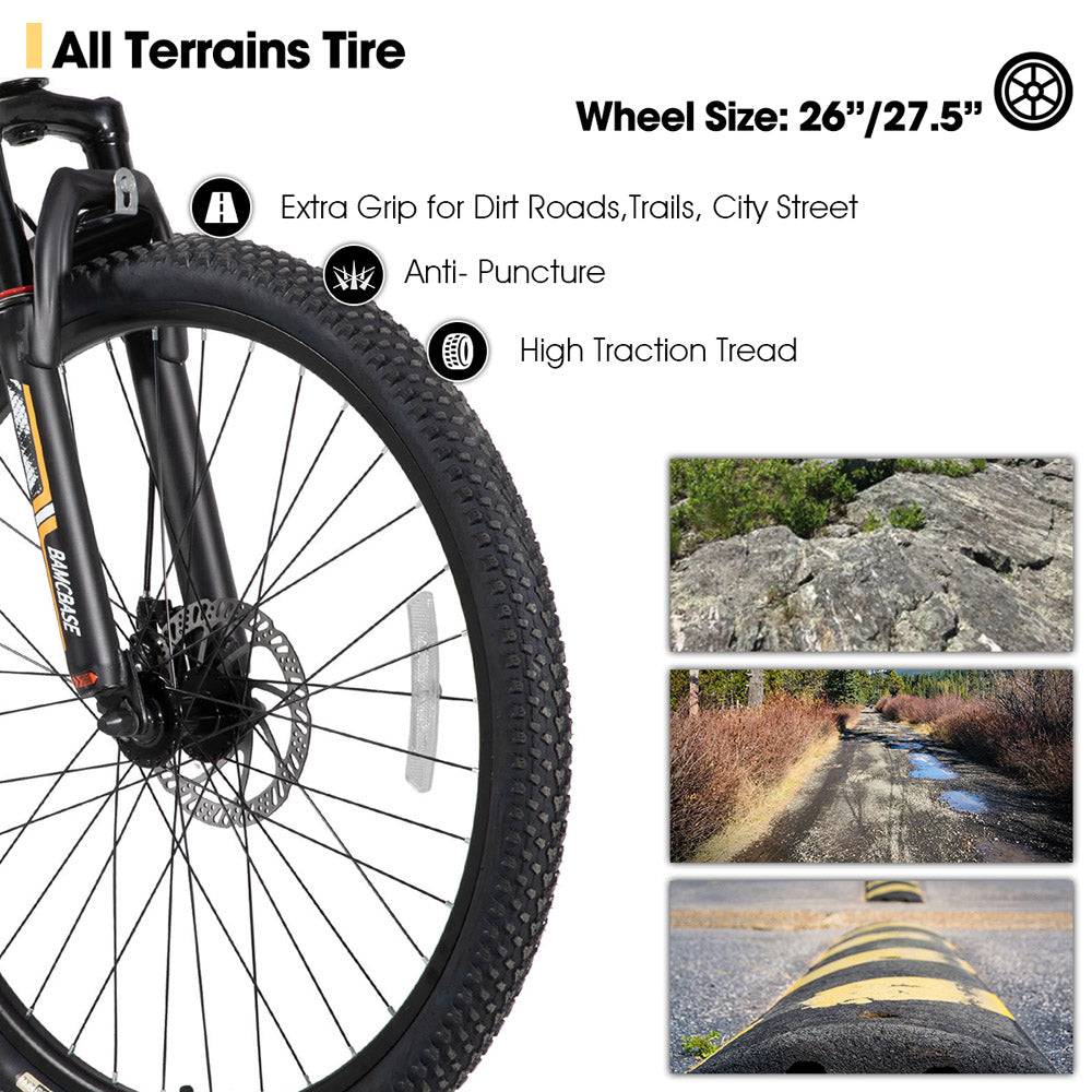 HILAND Sedona 26 27.5 Inch Mountain Bike Mens and Womens Aluminum Frame MTB with 21 Speeds Dis Brake for Adults