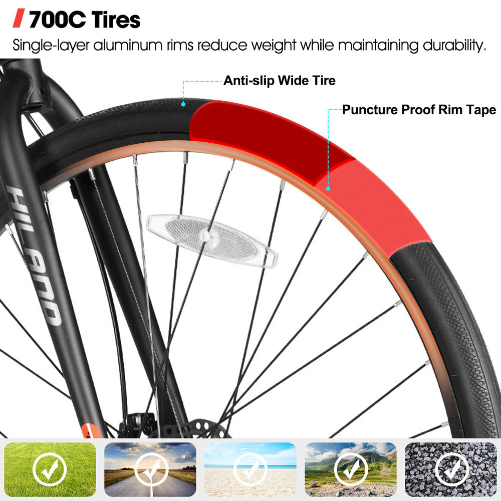 HILAND Clifford 2.0 | 700C Aluminium Frame Road Bike with Double Disc Brakes