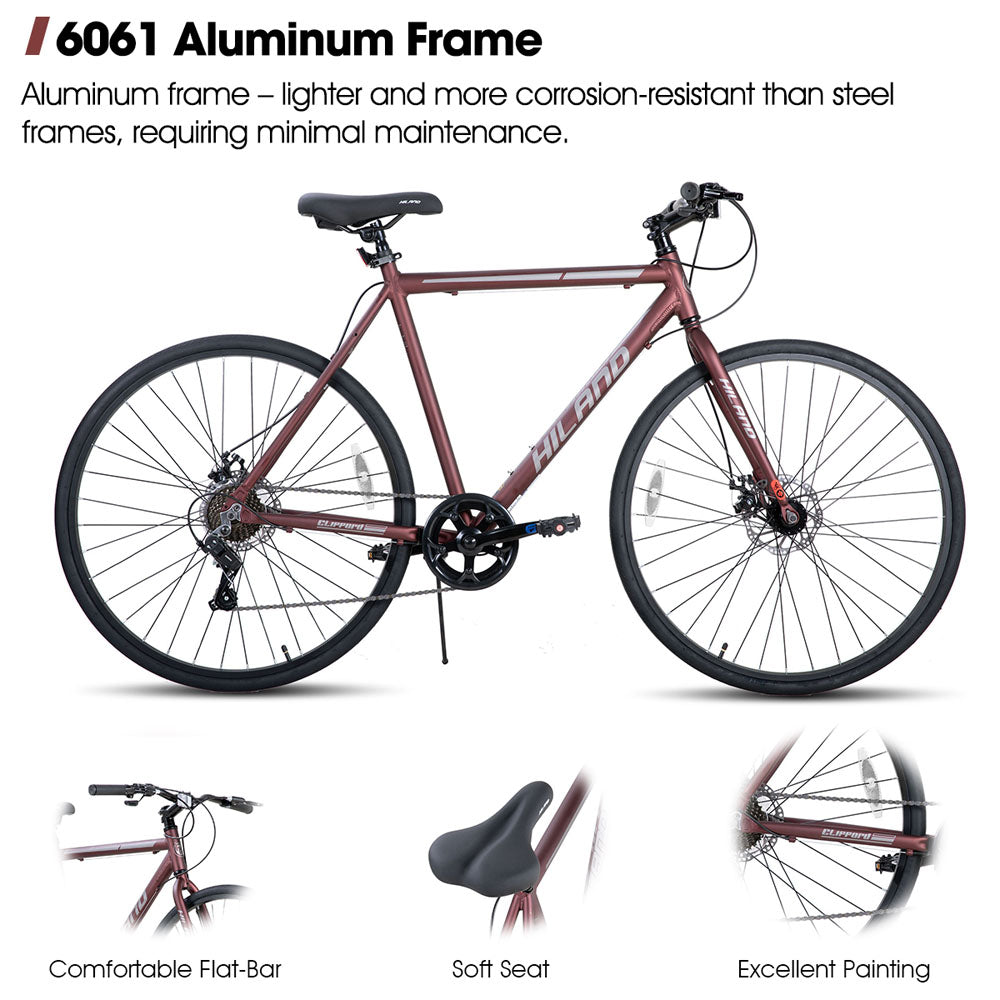 HILAND Clifford 2.0 | 700C Aluminium Frame Road Bike with Double Disc Brakes