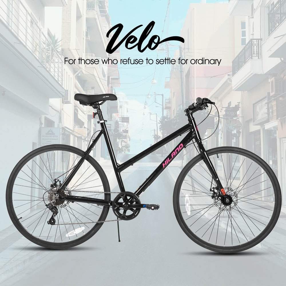 HILAND VELO 700C Road Hybrid Bike 7 speeds Bikes Urban City Commuter Bicycle with Disc Brake