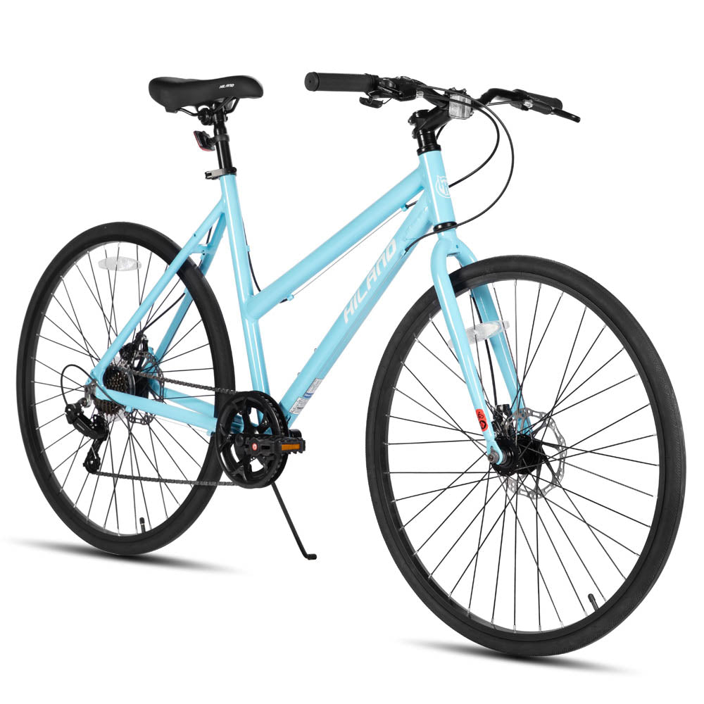 HILAND VELO 700C Road Hybrid Bike 7 speeds Bikes Urban City Commuter Bicycle with Disc Brake