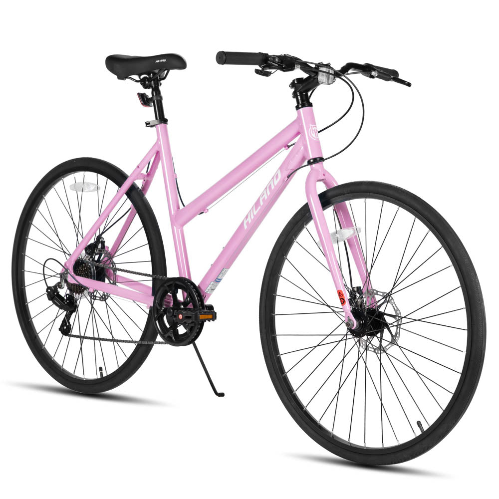 HILAND VELO 700C Road Hybrid Bike 7 speeds Bikes Urban City Commuter Bicycle with Disc Brake