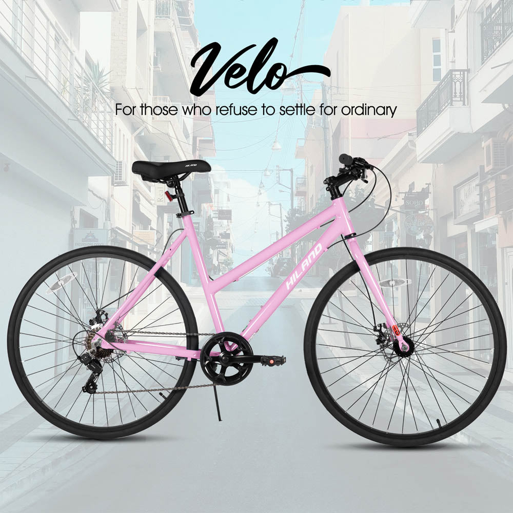 HILAND VELO 700C Road Hybrid Bike 7 speeds Bikes Urban City Commuter Bicycle with Disc Brake