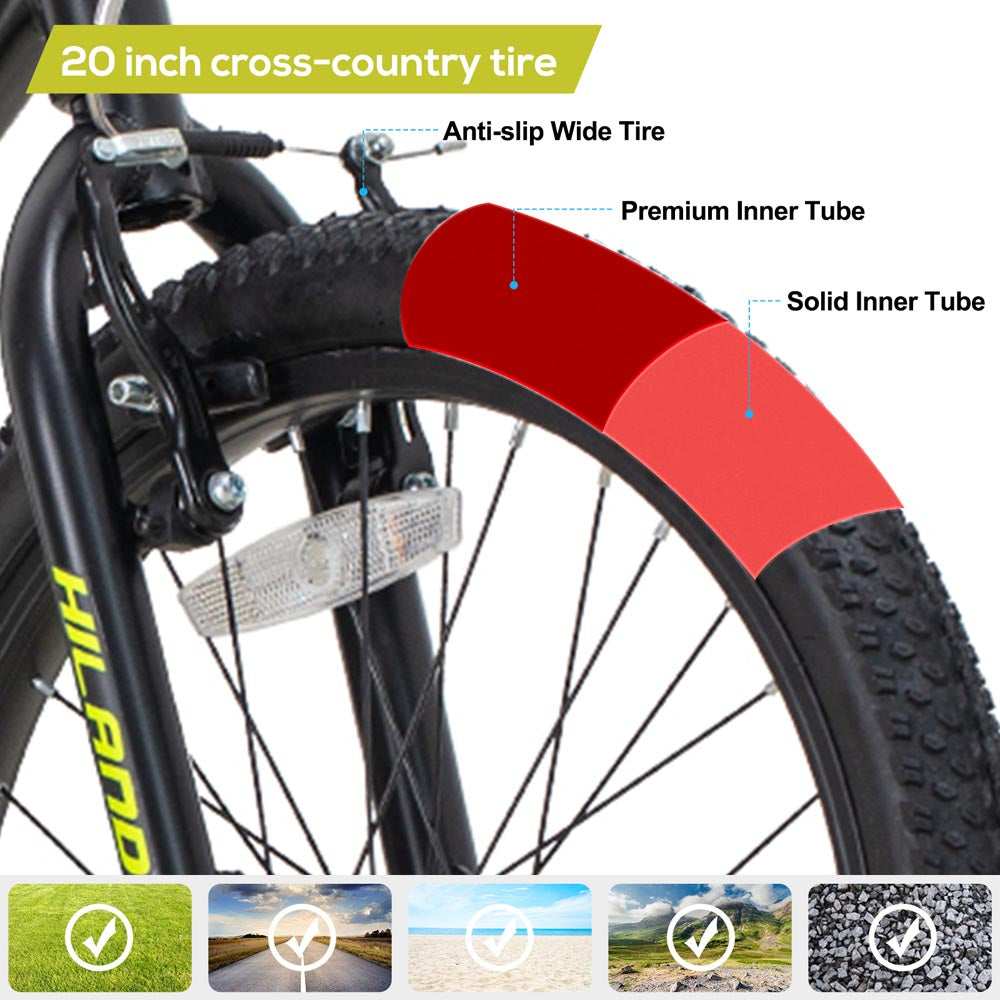 HILAND Climber 20'' Kids Mountain Bike with Dual Handbrakes and Kickstand