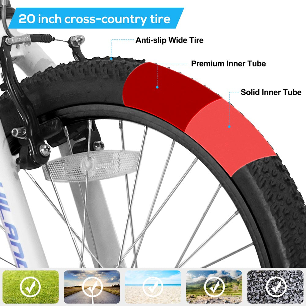 HILAND Climber 20'' Kids Mountain Bike with Dual Handbrakes and Kickstand