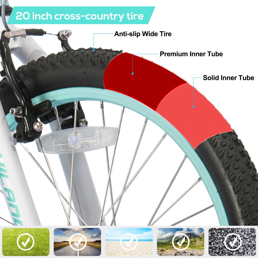 HILAND Climber 20'' Kids Mountain Bike with Dual Handbrakes and Kickstand