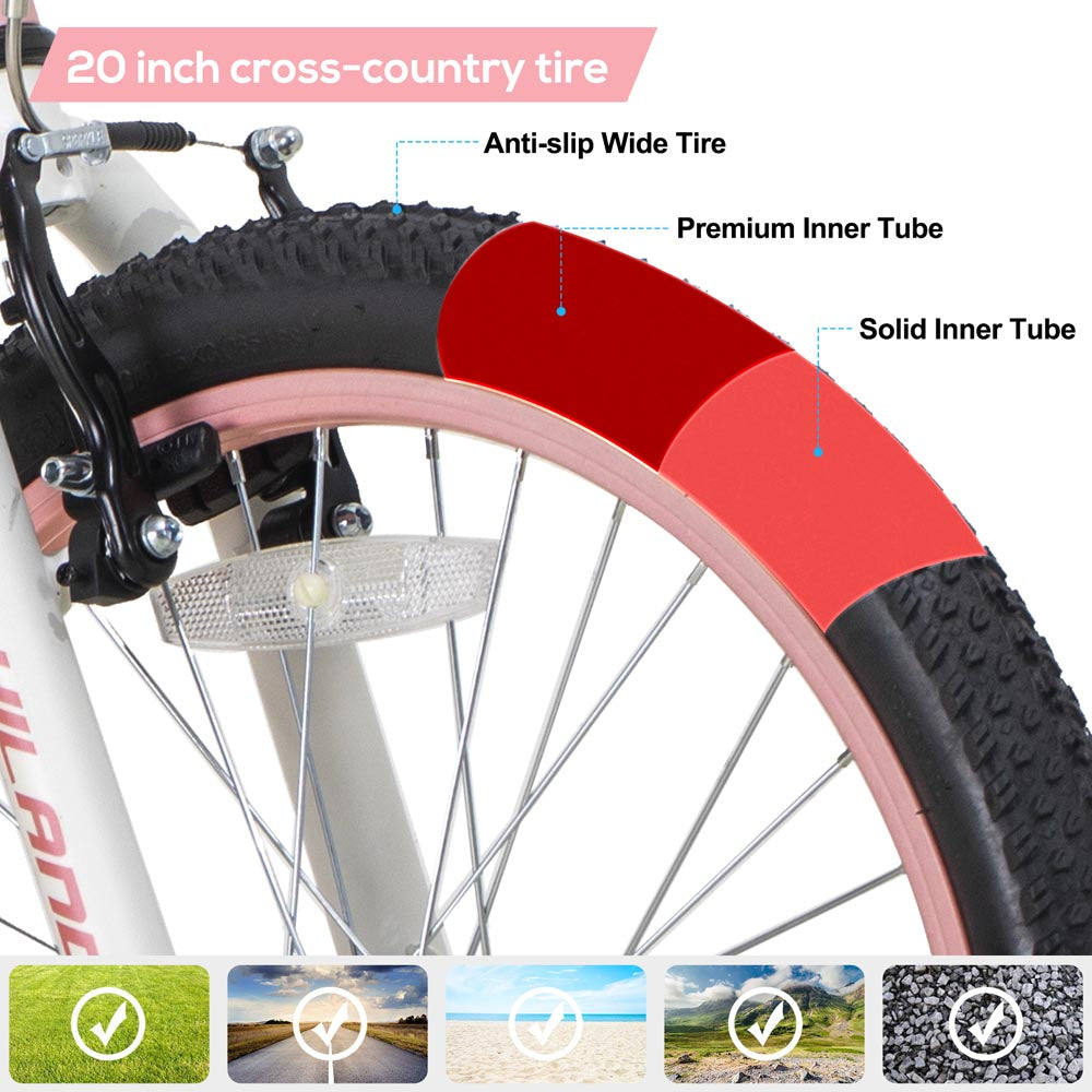 HILAND Climber 20'' Kids Mountain Bike with Dual Handbrakes and Kickstand