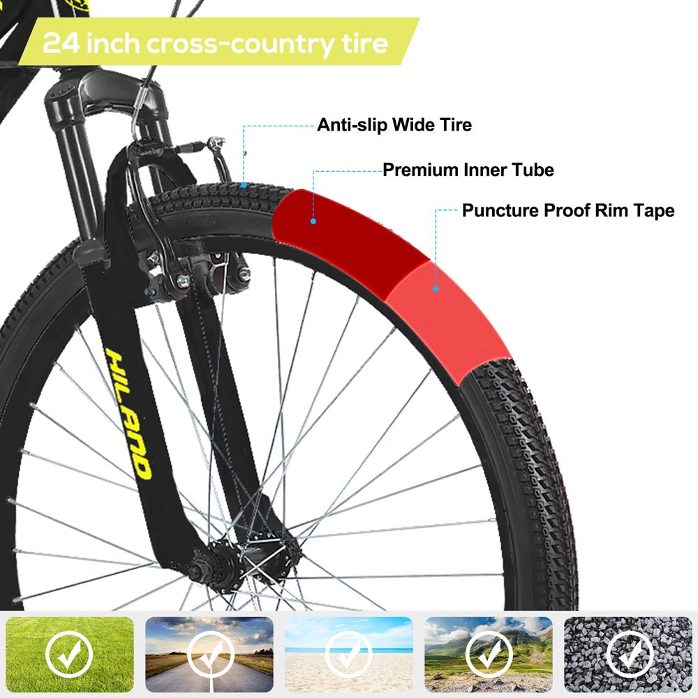 HILAND Climber 24 Inch Mountain Bike for Kids Age 5 + Year Old