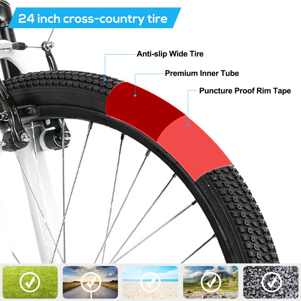 HILAND Climber 24 Inch Mountain Bike for Kids Age 5 + Year Old