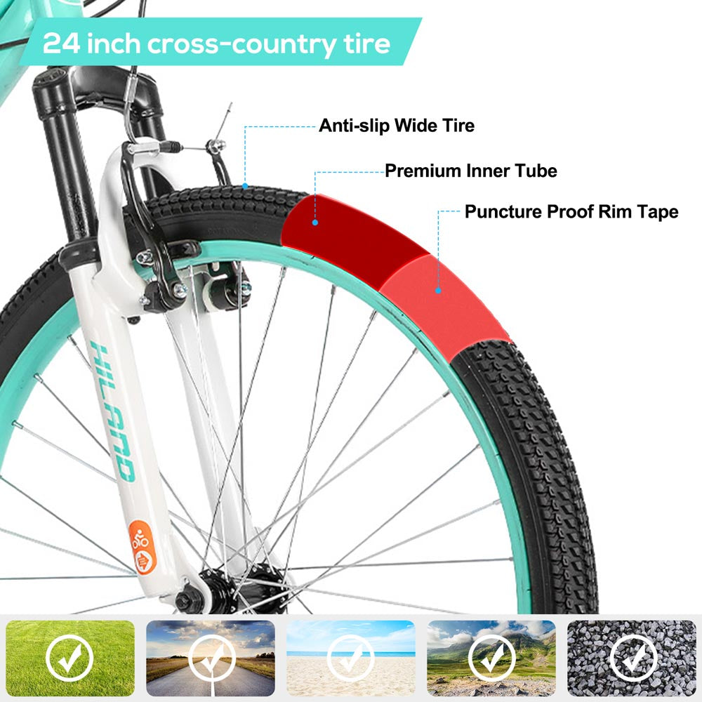 HILAND Climber 24 Inch Mountain Bike for Kids Age 5 + Year Old