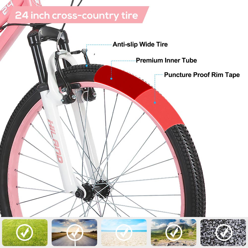 HILAND Climber 24 Inch Mountain Bike for Kids Age 5 + Year Old