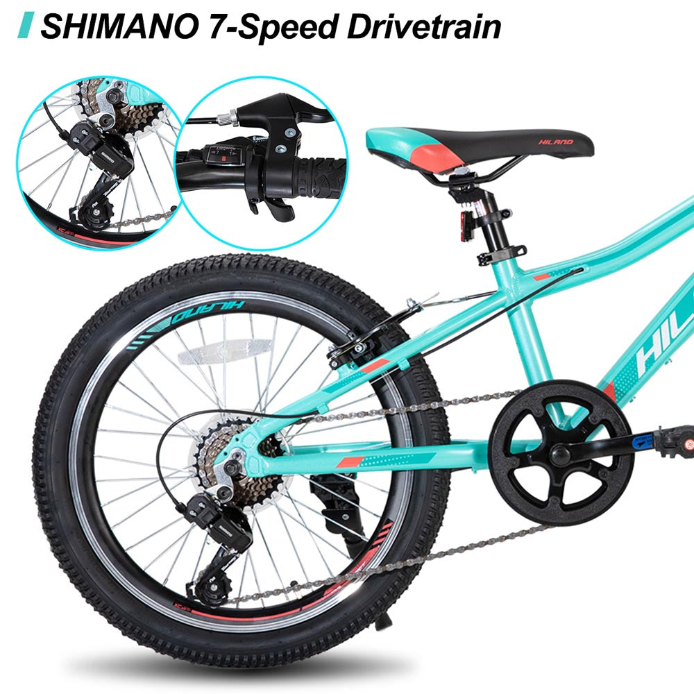 HILAND Gamille 20 Inch Mountain Bike for Girl and Boys 7 Speed with Aluminum Frame