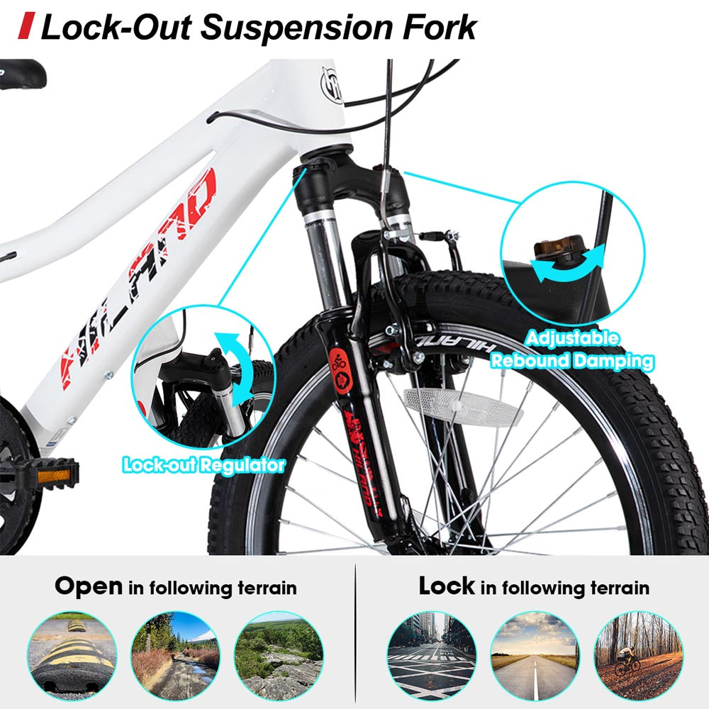 HILAND Gamille 20 Inch Mountain Bike for Girl and Boys 7 Speed with Aluminum Frame